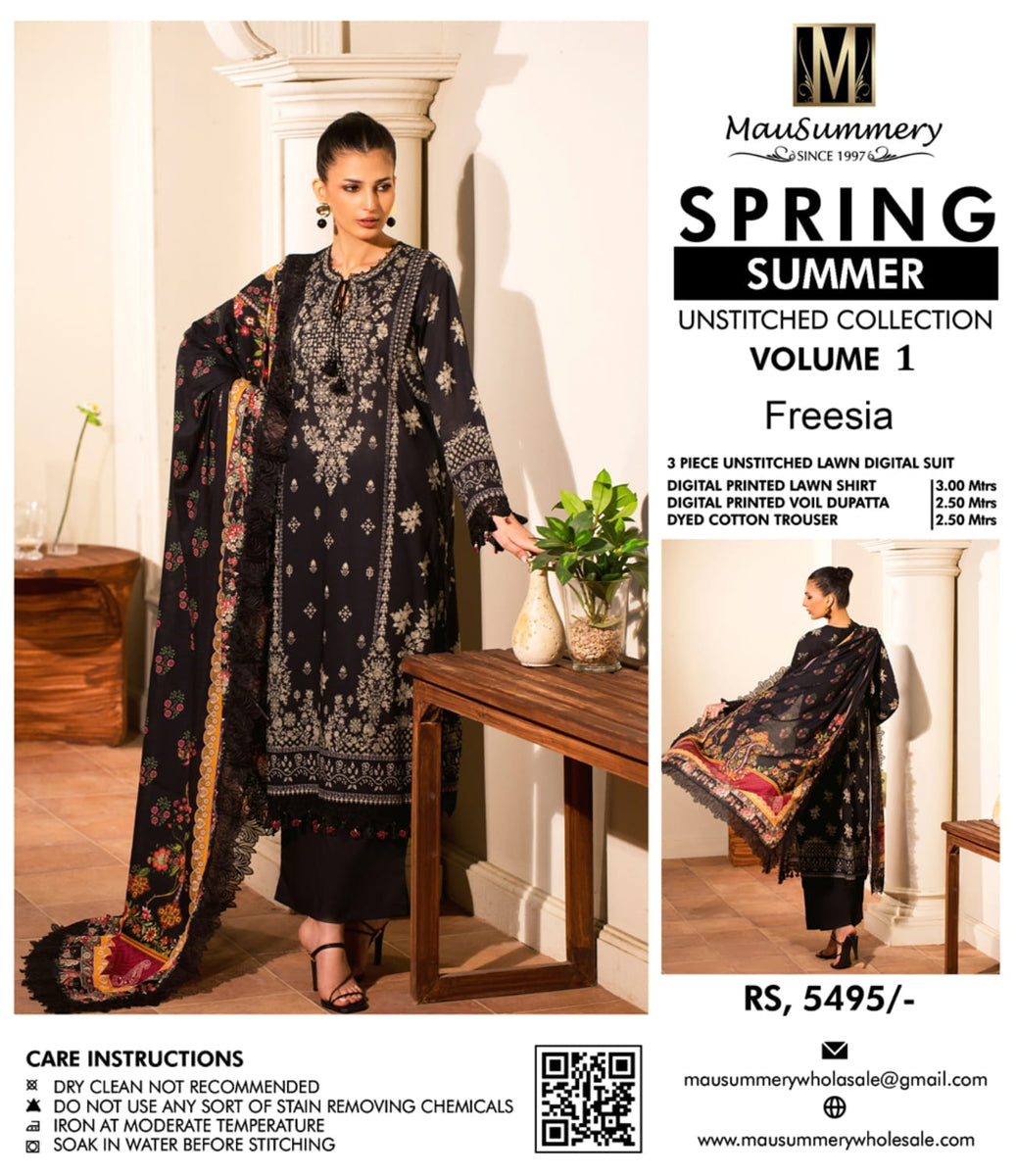 Original Factory Leftover Mausammery Lawn Digital Print 3 Piece Dress ...