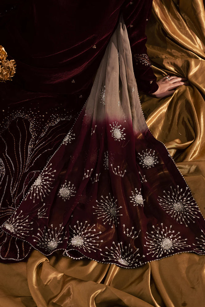 Vanya Velvet Micro 9000 Embroidered 3 Piece Dress - J1009