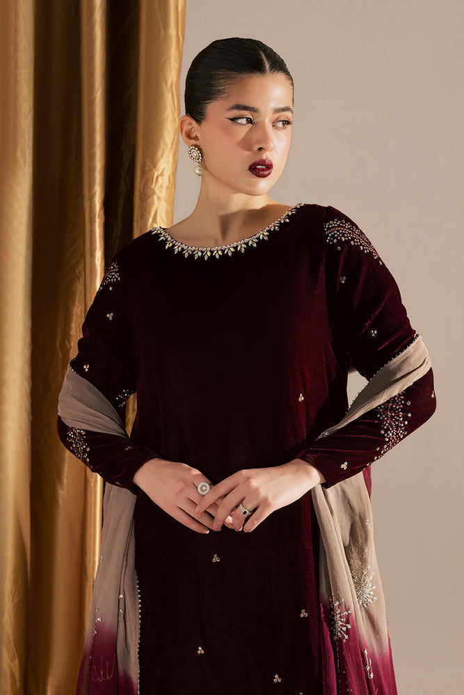 Vanya Velvet Micro 9000 Embroidered 3 Piece Dress - J1009