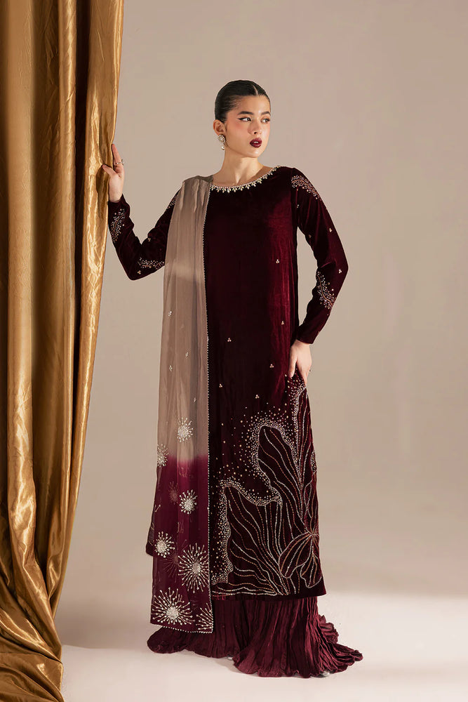 Vanya Velvet Micro 9000 Embroidered 3 Piece Dress - J1009