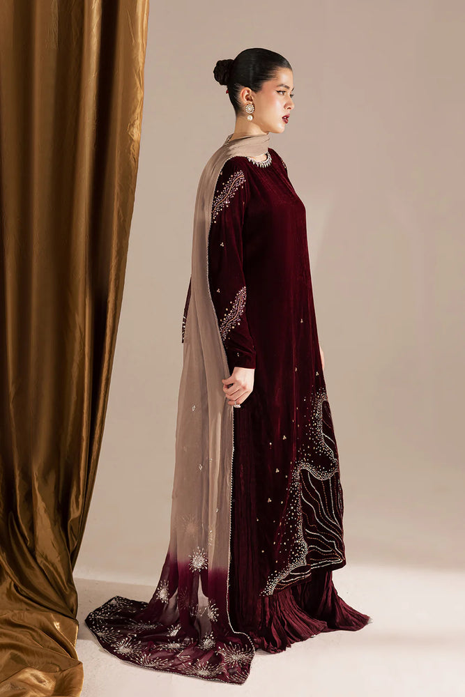 Vanya Velvet Micro 9000 Embroidered 3 Piece Dress - J1009