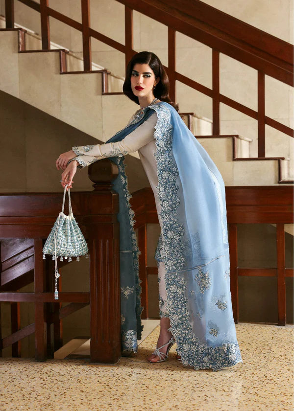 Hussain Rehar Raw Silk Embroidered 3 Piece STITCHED Dress