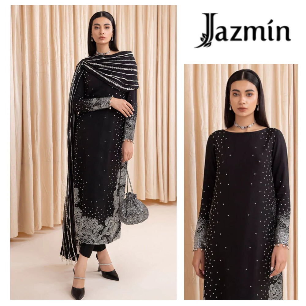 Jazmin BLACK - 3 PC Raw Silk dress - 10211