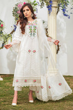 Farida Hasan FLORAL WHITE 06842 -  3 PC ChikanKari Lawn