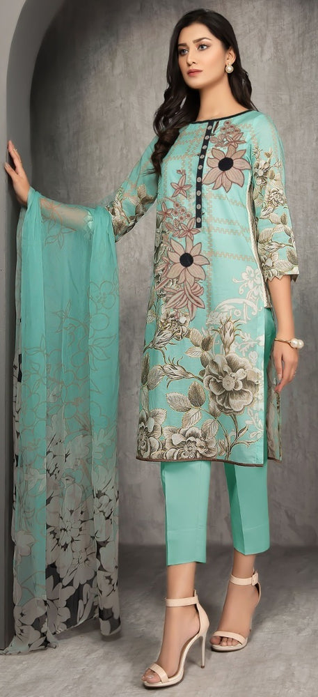 
            
                Load image into Gallery viewer, Limelight 01793 -   Linen Dress with Wool Shawl Dupatta
            
        