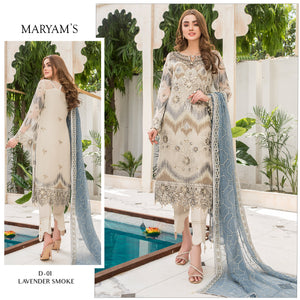Maryam's LAVENDER SMOCK 01508 - 3 PC semi pure Chiffon Dress