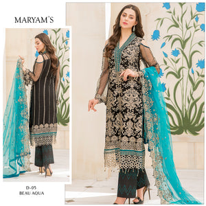 Maryam's BEAU AQUA - 01573 - 3 Pc Semi Pure Chiffon Dress