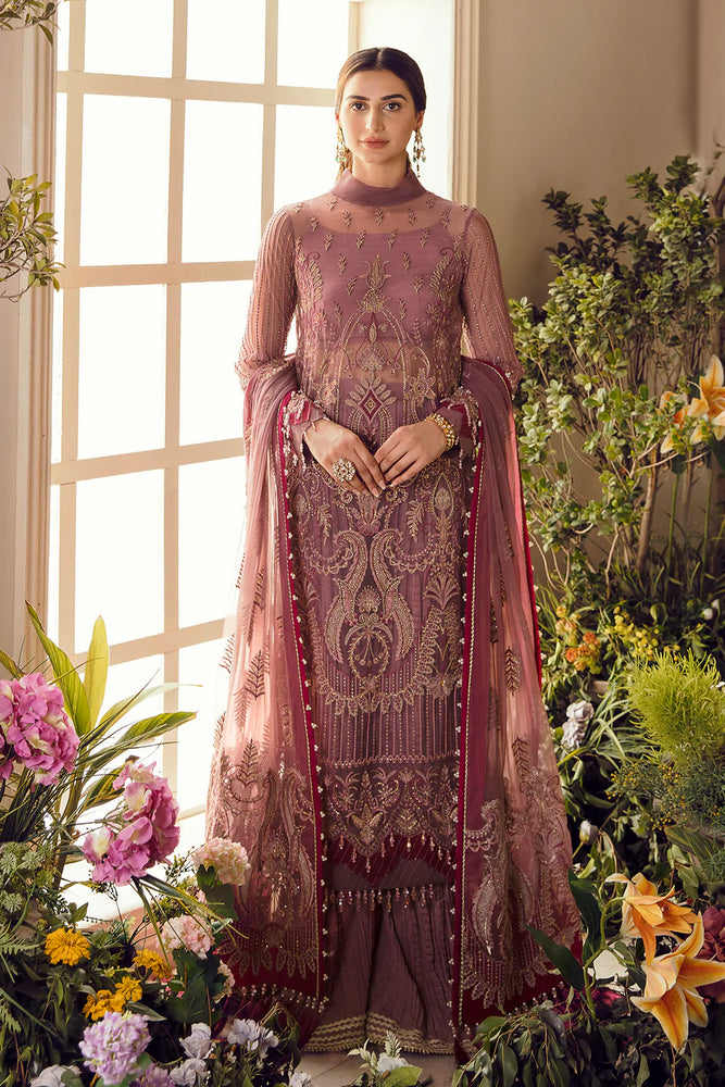 Afrozeh La Fuchsia Wedding Collection VALENTINA Net 3 pc - 07653