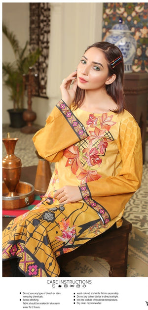 Sapphire 01842 - Linen Dress with Wool Shawl Dupatta