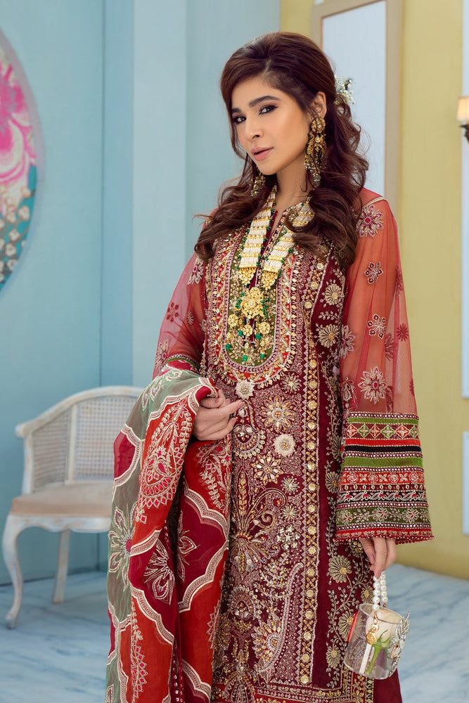 Maryam Hussain GOTTA KINARI 02039 - 3 PC Pure Bareeze Net Dress