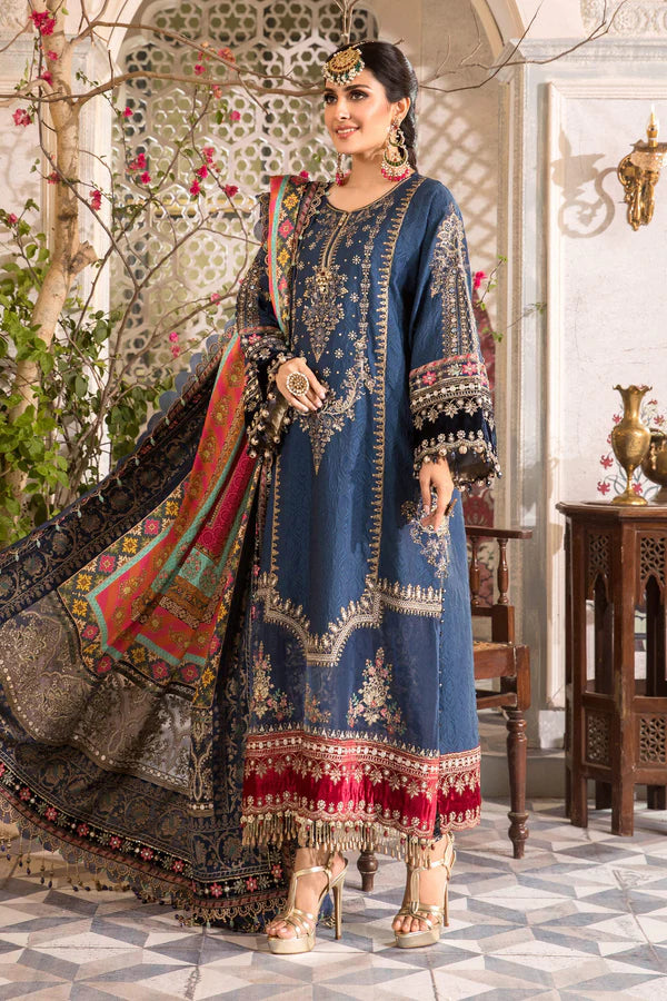 Maria.B Mbroidered MIDNIGHT BLUE Pure Lawn 3 pc - 08237