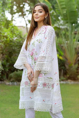 Farida Hassan Luxe Pret PINK FLORAL CHIKAN Lawn 3 pc - 08212