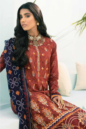 Baroque Embroidered Lawn 3 pc - 08186
