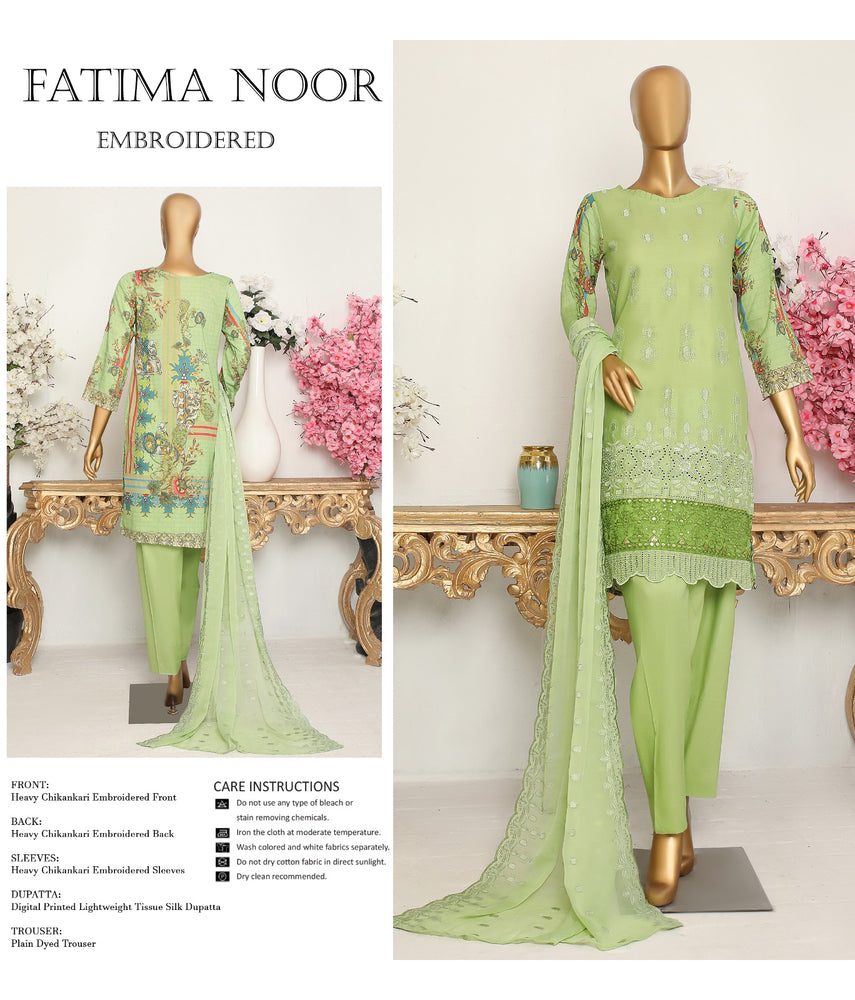 Fatima Noor Embroidered Chikankari Lawn 3 pc - 08583