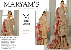 Maryam's Lemilsa Organza 3 pc - 08179 - Skin