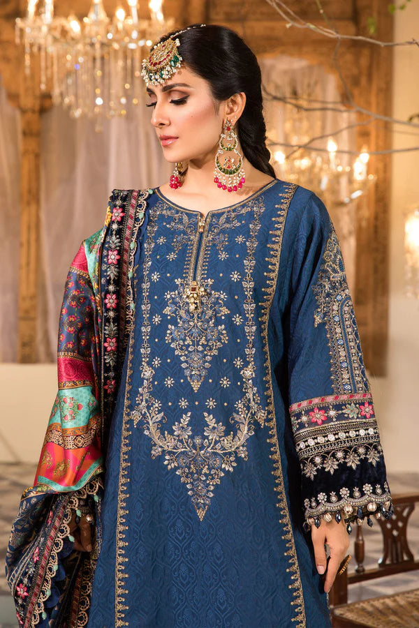 Maria.B Mbroidered MIDNIGHT BLUE Pure Lawn 3 pc - 08237