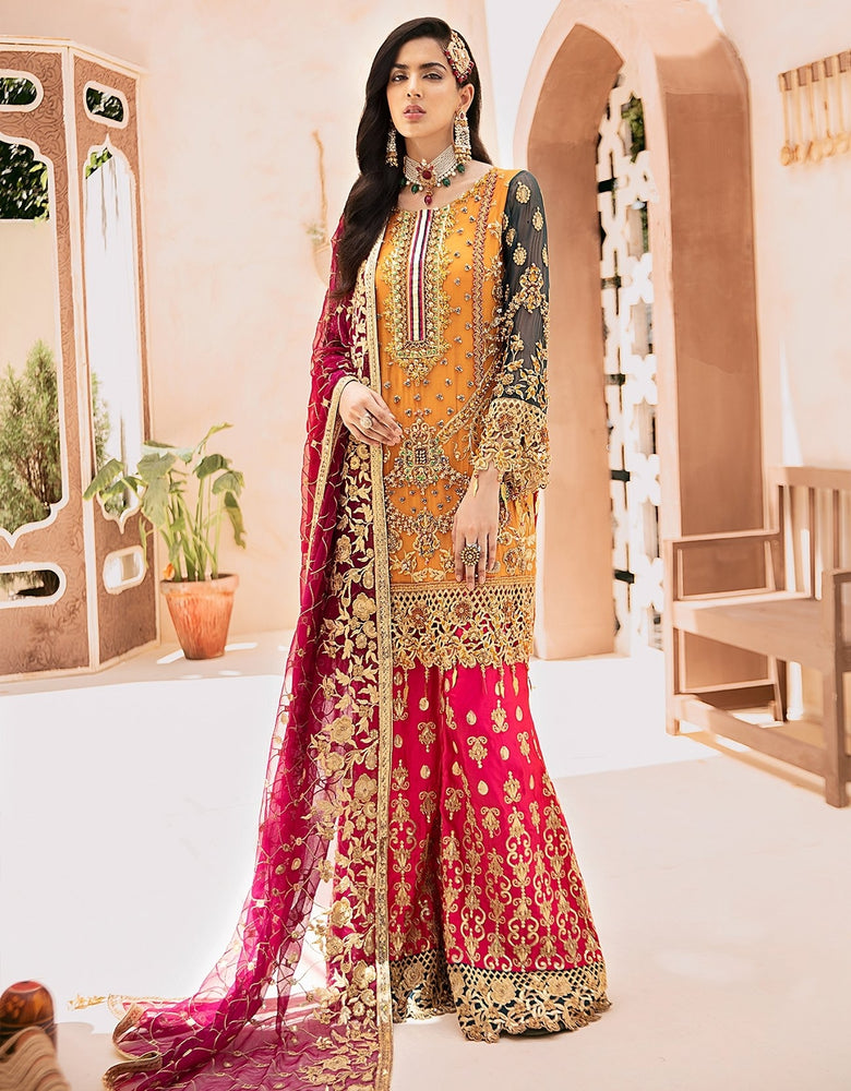 Emaan Adeel CARNATION ROSE 00641 - 3 PC semi pure Chiffon Dress