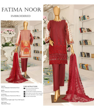 Fatima Noor Embroidered Chikankari Lawn 3 pc - 08586