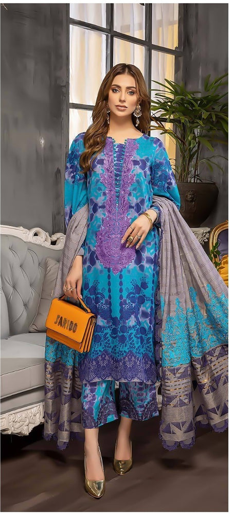Charizma 01840 -  Linen Dress with Wool Shawl Dupatta
