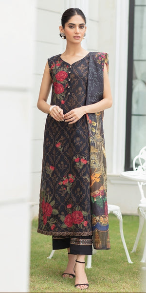 Iznik 01832 - Khaddar Dress with Wool Shawl Dupatta