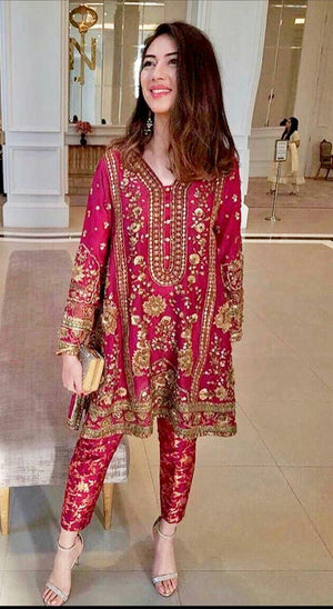 
            
                Load image into Gallery viewer, Mina Hassan Semi Pure Chiffon Dress 3 pc - 06484
            
        