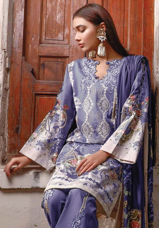 
            
                Load image into Gallery viewer, Firdous - 01628 - 3 PC linen dress with wool shawl dupatta
            
        