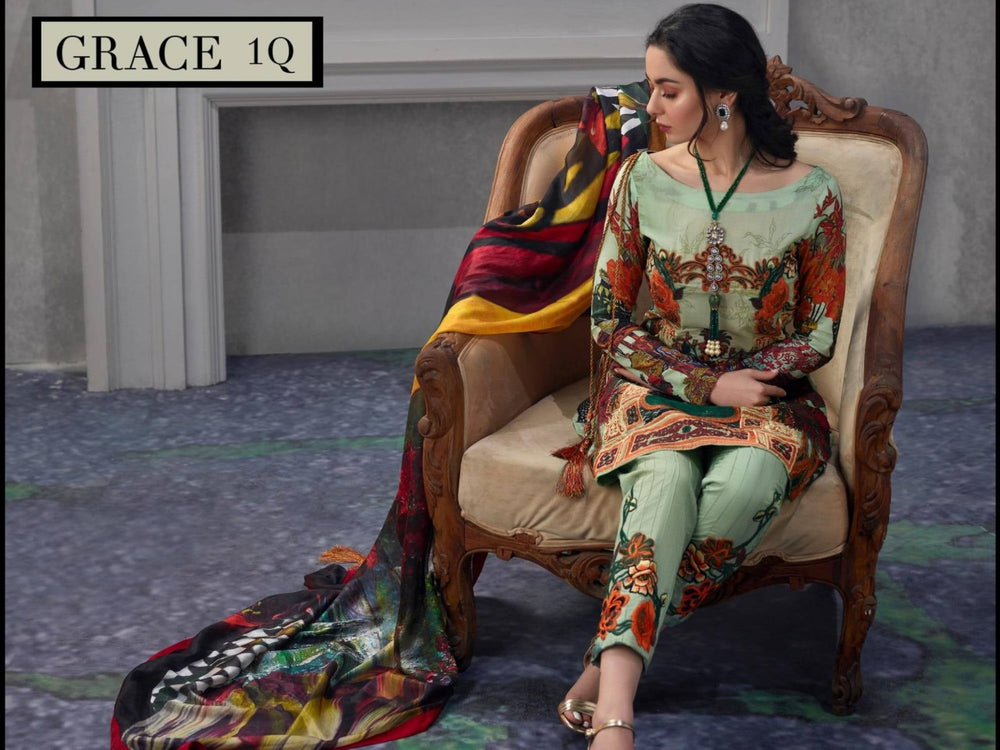Asifa & Nabeel GRACE 01522 - 3 PC Charmeuse Silk Dress