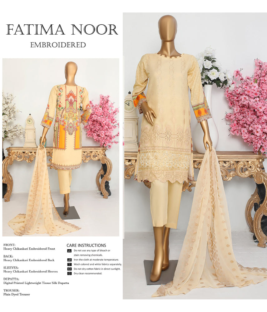 Fatima Noor Embroidered Chikankari Lawn 3 pc - 08590