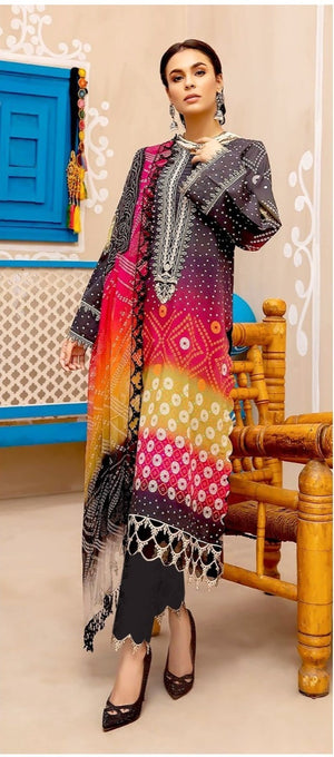 Dhanak Linen 01792 -  Dress with Wool Shawl Dupatta