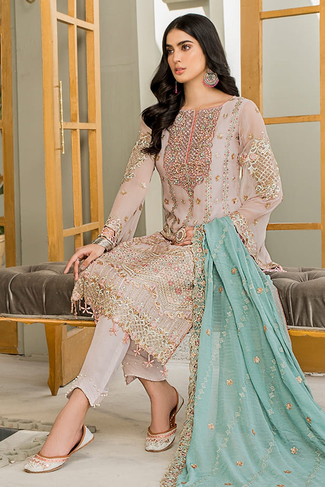 Maryam's  Millennial Tiffany  02074 - 3 PC Semi Pure Chiffon Dress