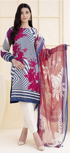 Limelight 01570 - 3 PC Linen Dress with Wool shawl Dupatta
