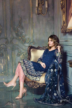 
            
                Load image into Gallery viewer, Aayra MARWAT BLUE 00378 - 3 PC semi Pure Chiffon Dress
            
        