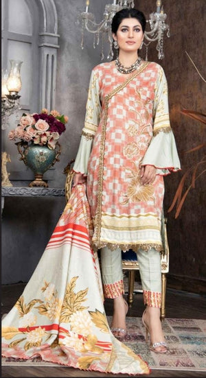 Fatima Noor Digital Embroidered Collection Linen 3 pc - 07244