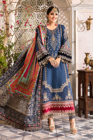 MariaB Mbroidered MIDNIGHT BLUE Chiffon 3 pc - 07260