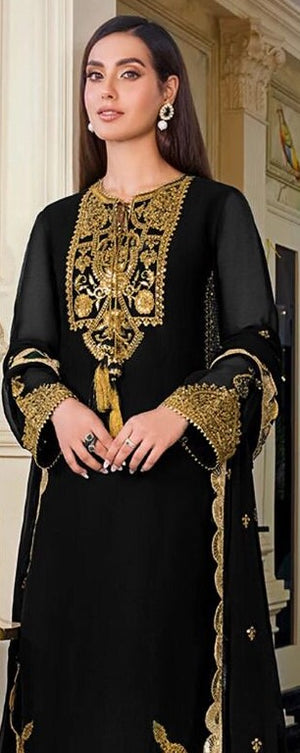 Asim Jofa The Iqra Edit Chiffon 3 pc - 07466 - Black