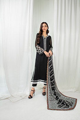 Mina Hassan 01546 - 3 Pc Pure Cotton Jacquard Dress