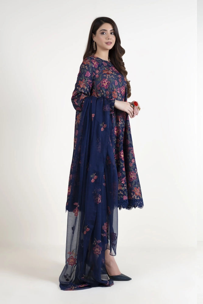 
            
                Load image into Gallery viewer, Bareeze FLORAL SPARK 06984 - 3 PC semi Pure Chiffon Dress
            
        