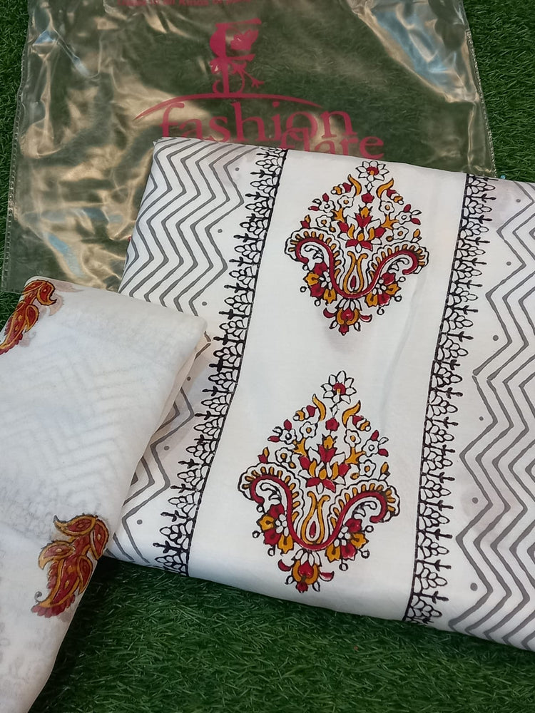 Original Fatima Noor 06562 - 2 PC Block Print Cotton Silk Dress