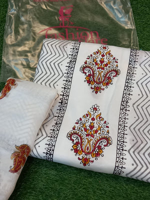 Original Fatima Noor 06562 - 2 PC Block Print Cotton Silk Dress