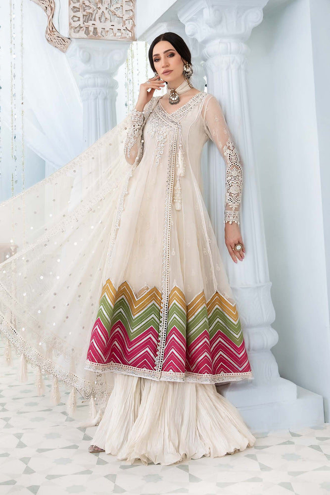 MariaB Eid Collection OFF WHITE Net 3 pc - 07321