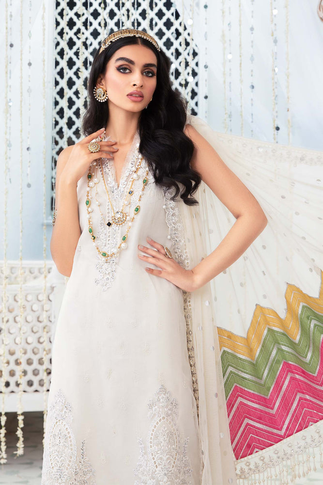 MariaB Eid Collection OFF WHITE Net 3 pc - 07321