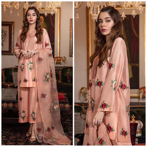 
            
                Load image into Gallery viewer, Designer Charmeuse Silk 3 pc - 07644
            
        