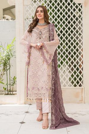 Maryam's Mauve Lilac - 01627 - 3 PC Semi Pure Chiffon Dress