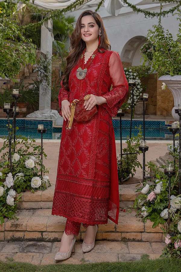 
            
                Load image into Gallery viewer, Azure Diva Chiffon 3 pc - 07937 - Red
            
        