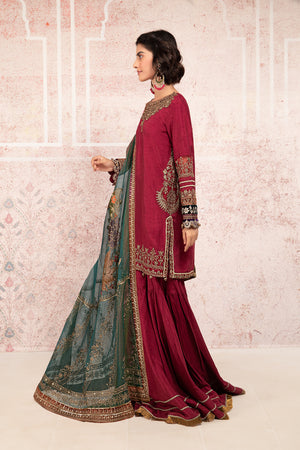 Maria.B Suit MAROON Pure Lawn 3 pc - 06163