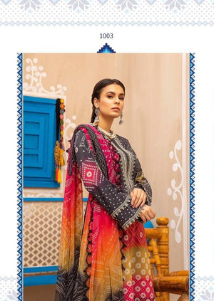 Dhanak Linen 01792 -  Dress with Wool Shawl Dupatta